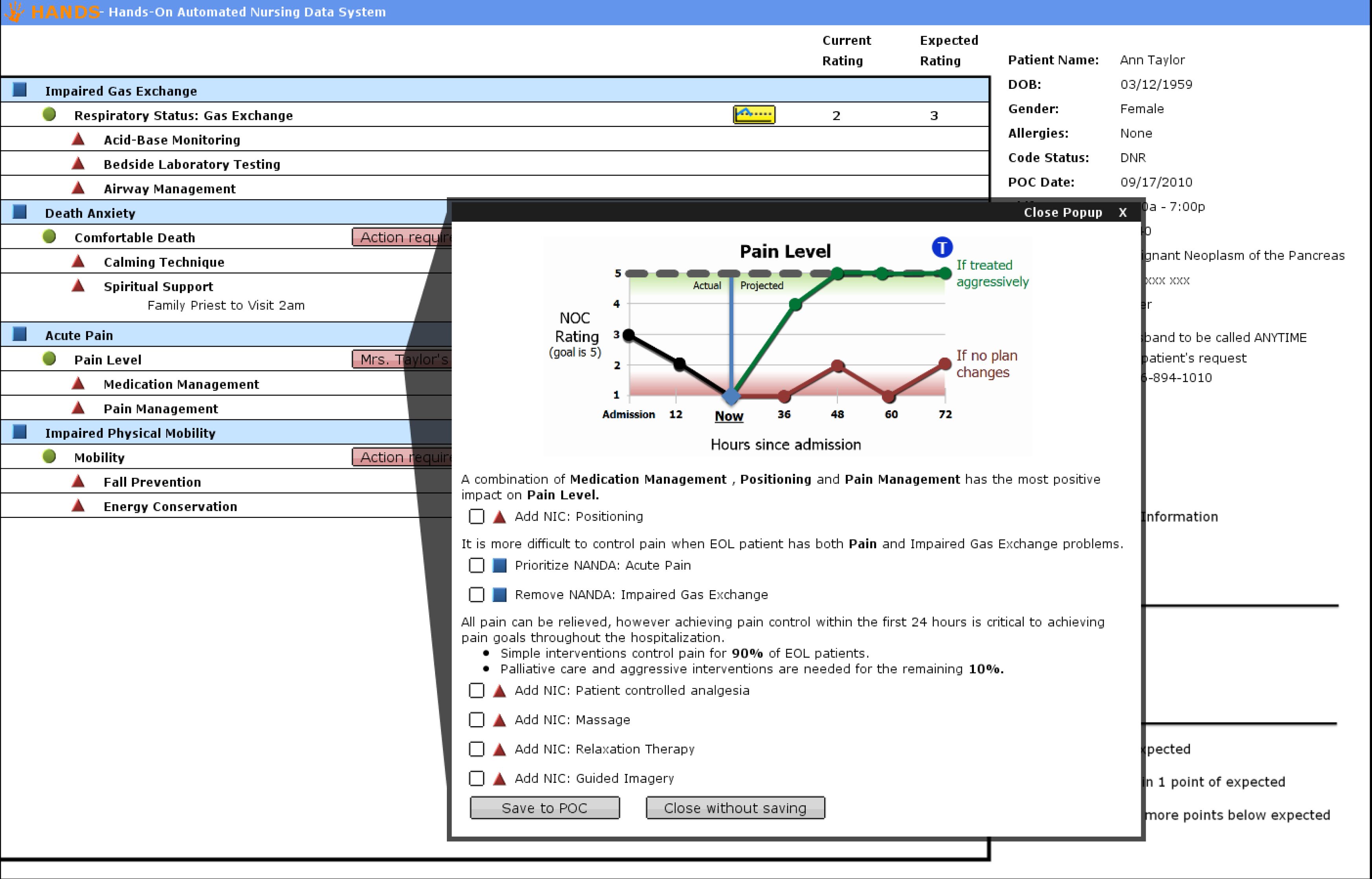 Evaluating a Cinical Decision Support Interface For End-of-Life Nurse Care
