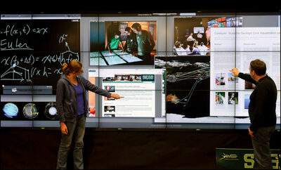 Cyberspace wall connects real-time global imaging, conferencing, data