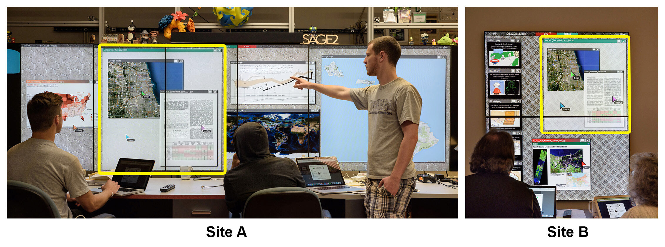 Data-Intensive Remote Collaboration using Scalable Visualizations in Heterogeneous Display Spaces