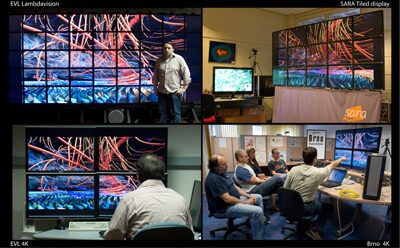 Enabling High Resolution Collaborative Visualization in Display Rich Virtual Organizations