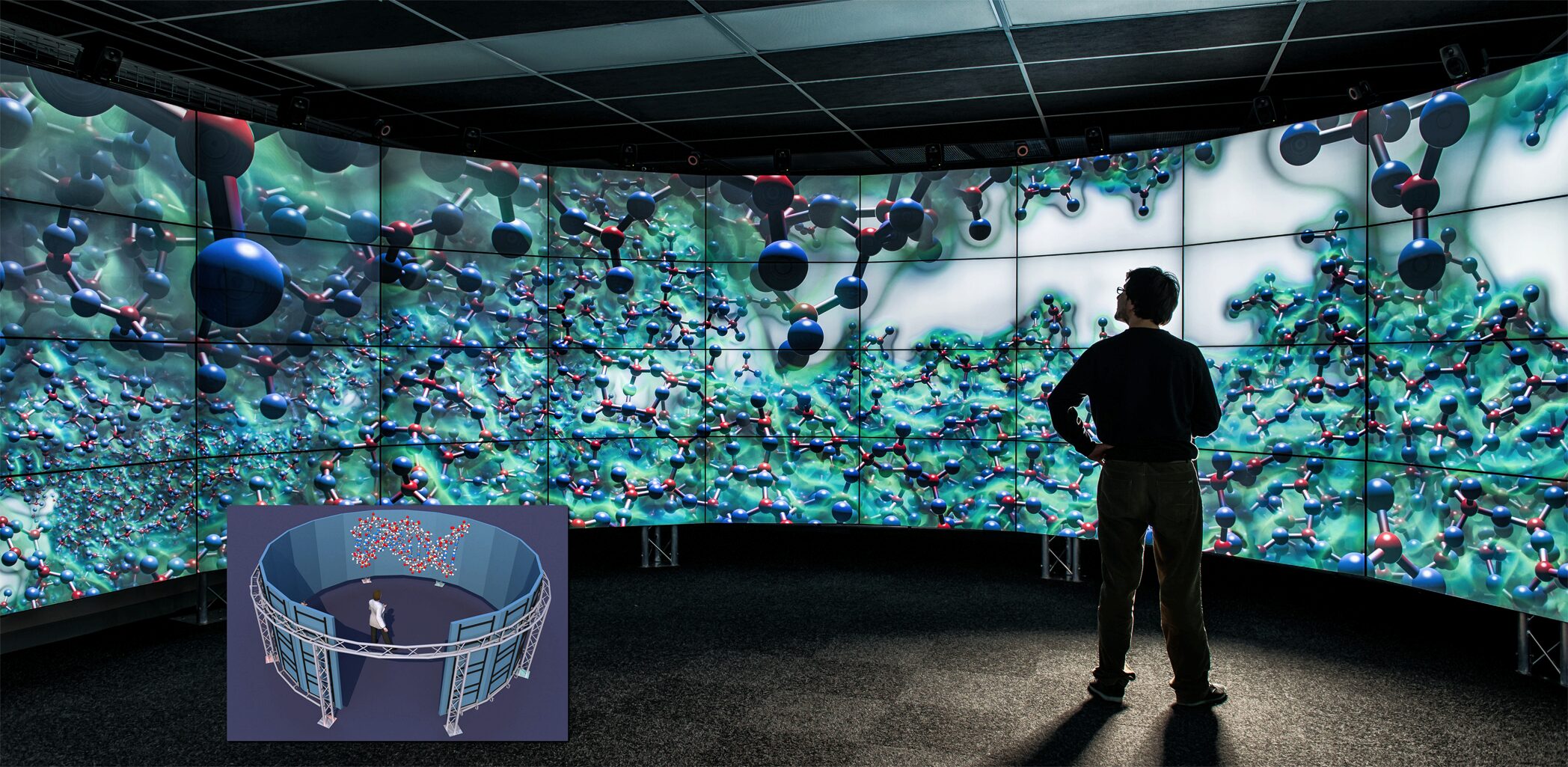 Visualizing Large-Scale Atomistic Simulations in Ultra-Resolution Immersive Environments